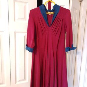 Maroon and Navy Miss Candyfloss XL Swing Dress